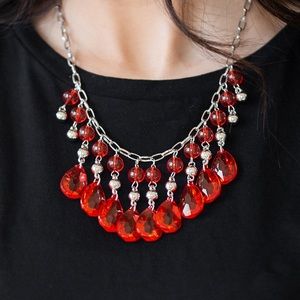 Crystal like red and silver necklace